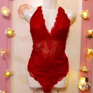 Scalloped Lace (4XL) Racy Red Teddie - NWOT